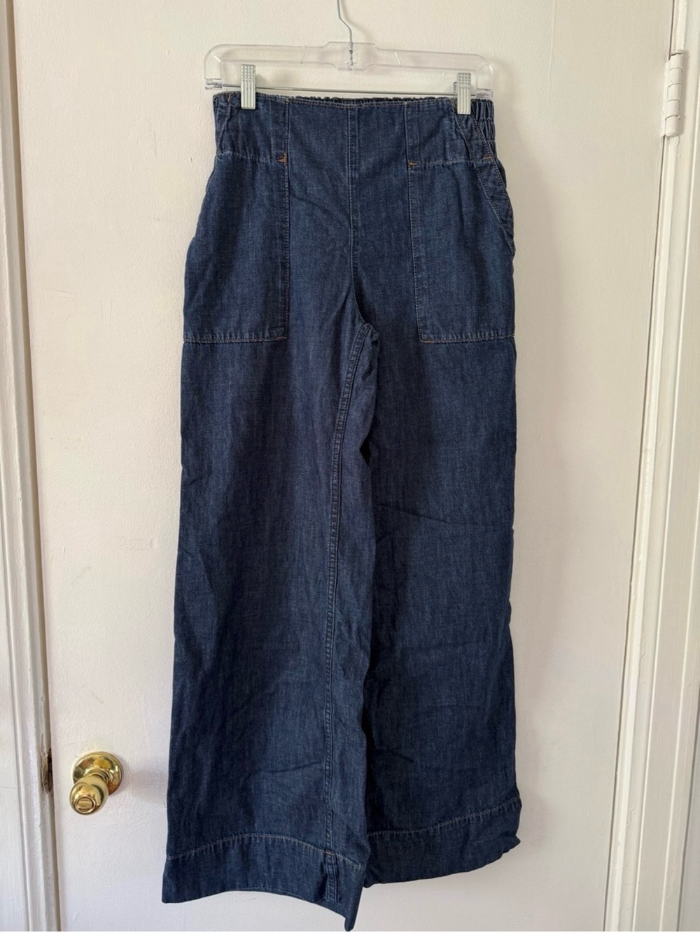 We The Free Breezy Denim Pull-On Jeans Cobalt mid rise wide leg breathable soft - Picture 3 of 5